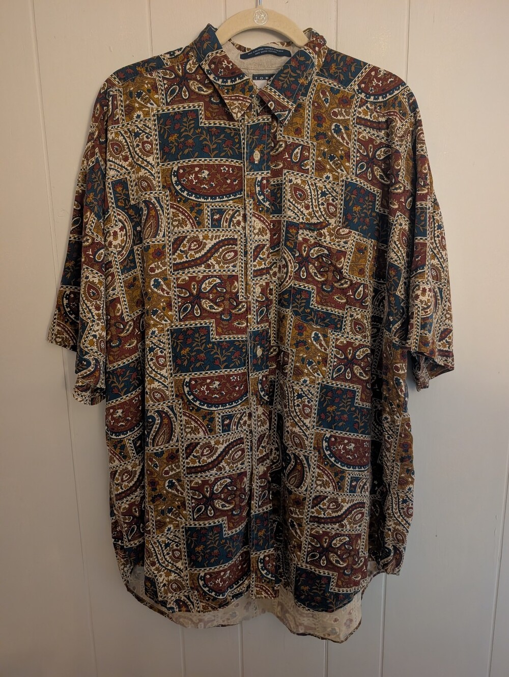 Vintage Tommy Hilfiger Autumnal Paisley Patchwork Button-Down Shirt